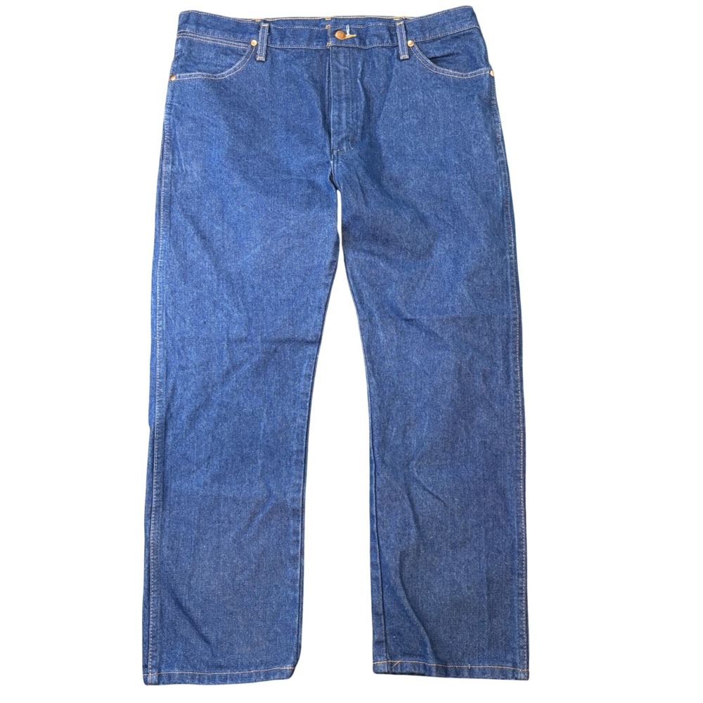 Wrangler 13MWZ Cowboy Cut Mens Blue Denim Jeans Straight Leg 38x29 Western